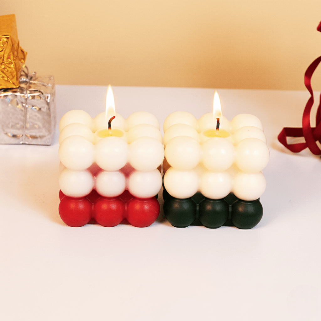 Set-2 Christmas Bubble Cube Candle - Memories Insite